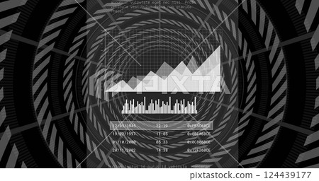 Image of digital data processing over scope scanning Image of digital data processing over scope scanning 124439177