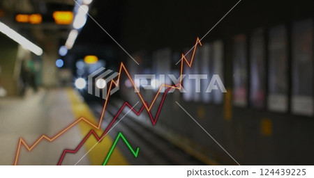 Image of digital data processing over train platform Image of digital data processing over train platform 124439225