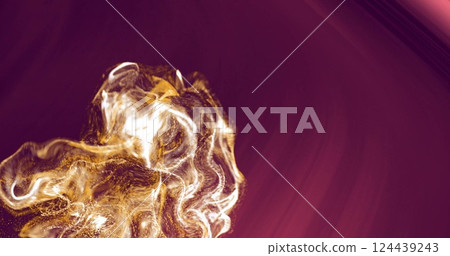 Image of glowing light spots moving over light trails background 124439243