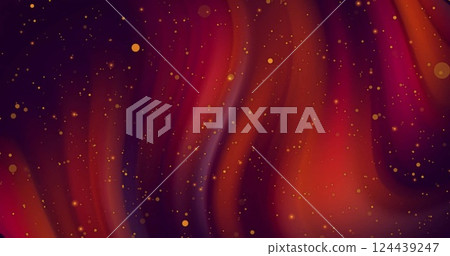 Image of glowing light spots moving over light trails on black background 124439247