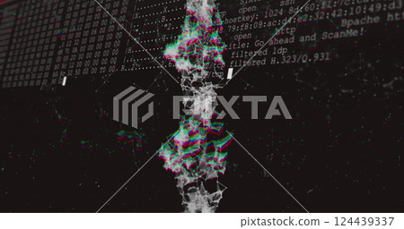 DNA strand image over computer code and data processing 124439337