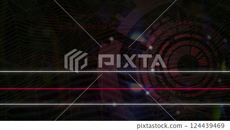 Image of neon lines and scope scanning over black background Image of neon lines and scope scanning over black background 124439469