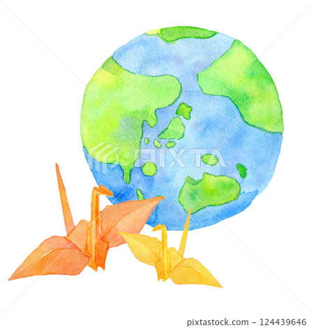 水彩插畫：為世界和平祈禱 124439646