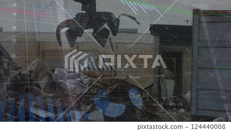 Image of financial data processing over wasteland Image of financial data processing over wasteland 124440008