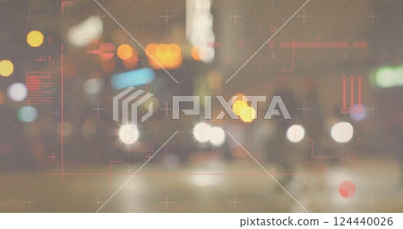 Image of financial data processing over city 124440026