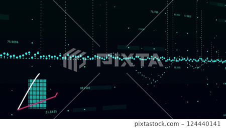 Image of financial data processing over dark background 124440141