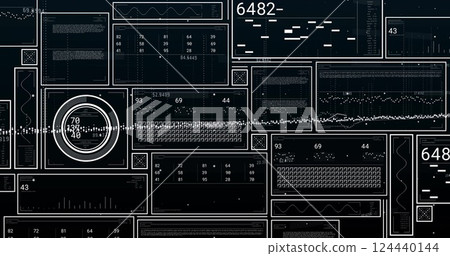 Image of digital data processing over dark background Image of digital data processing over dark background 124440144
