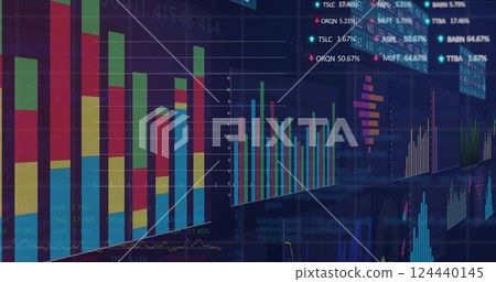 Image of financial data processing over dark background 124440145