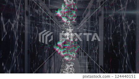 Image of network of connections and data processing over computer servers 124440151