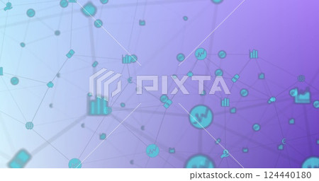 Image of network of connections with digital icons 124440180