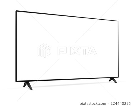 Realistic blank flat screen TV mockup from angled view Realistic blank flat screen TV mockup from angled view 124440255
