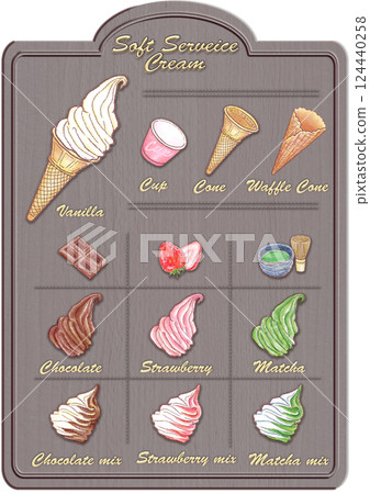 Soft serve ice cream in a cup set Soft serve ice cream in a cup set 124440258