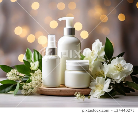 Stylish and simple skin care products 124440275