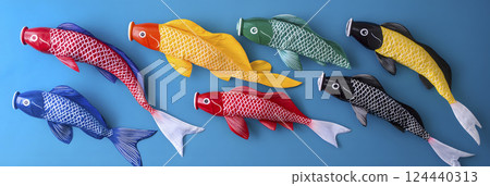 japanese carp-shaped windsocks, generative AI 124440313