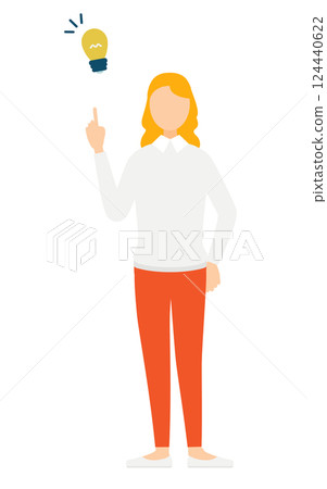 一位身穿灰色毛衣的女士突然想到了一個主意 124440622