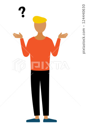 A simple illustration of a man in a red shirt having a question A simple illustration of a man in a red shirt having a question 124440630
