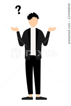 一個簡單的例子,一個穿著黑色夾克的男人在問問題 一個簡單的例子,一個穿著黑色夾克的男人在問問題 124440648