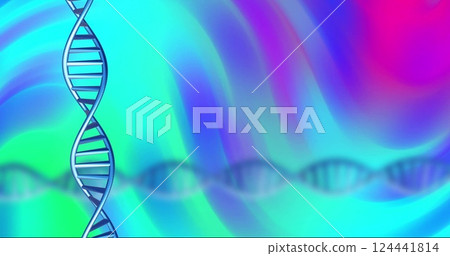 DNA strand image over colorful abstract background 124441814