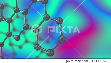 Molecular structure image over colorful abstract background Molecular structure image over colorful abstract background 124441822