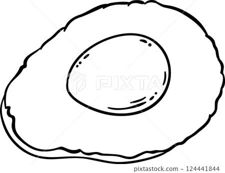 Avocado Fruit with Seed Outline Illustration 124441844