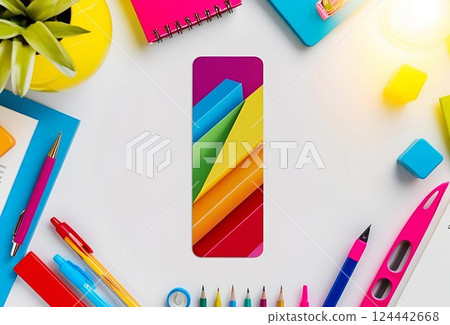 多彩文具背景 多彩文具背景 124442668
