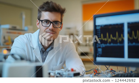 Biomedical Engineer Testing Robotic Surgical Tools in Laboratory Setting with Advanced Equipment Biomedical Engineer Testing Robotic Surgical Tools in Laboratory Setting with Advanced Equipment 124442692