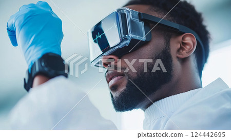 Scientist Conducts Clinical Trials Using Wearable Technology in Modern Laboratory Setting Scientist Conducts Clinical Trials Using Wearable Technology in Modern Laboratory Setting 124442695