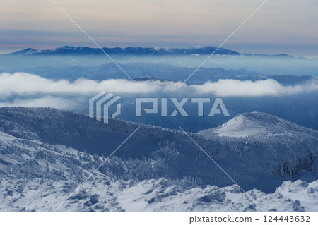 Jizo-dake in the cold winter. Zao, Yamagata, Japan. Late January. 124443632