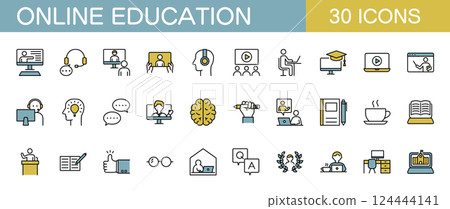 Online education icon set Online education icon set 124444141