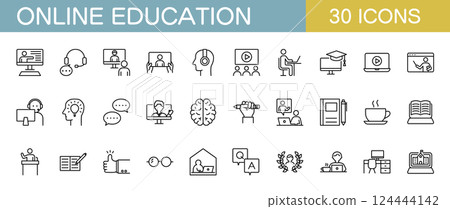 Online education icon set 124444142