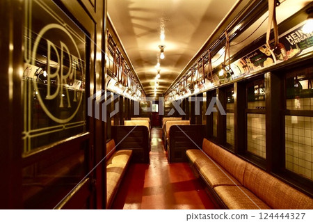 Retro train interior, New York 124444327