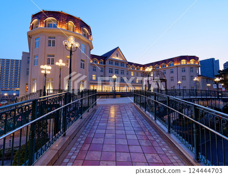 Takarazuka Hotel at dusk, Takarazuka City, Hyogo Prefecture 124444703