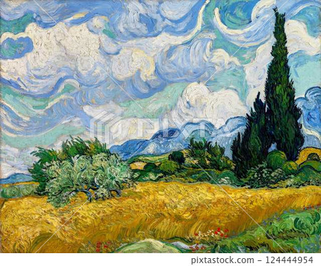 Wheat Field with Cypresses, by Vincent Van Gogh, 1889, Dutch Pos 124444954