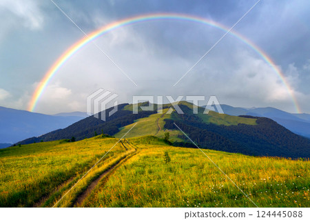 Rural road and beautyful raining dramatic sky Rural road and beautyful raining dramatic sky 124445088