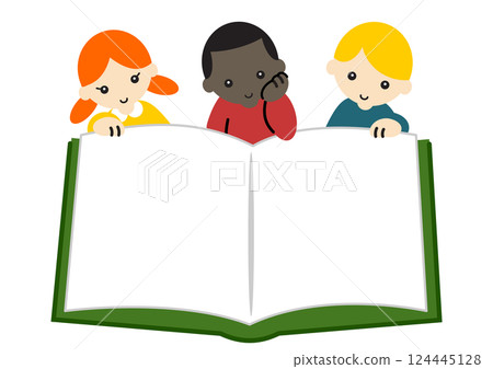 Copy space: Books with blank spaces and children Copy space: Books with blank spaces and children 124445128