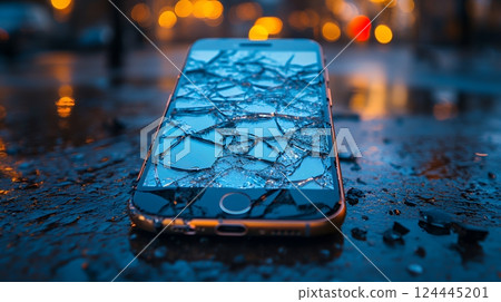 Smartphone with a dangerously cracked screen 124445201