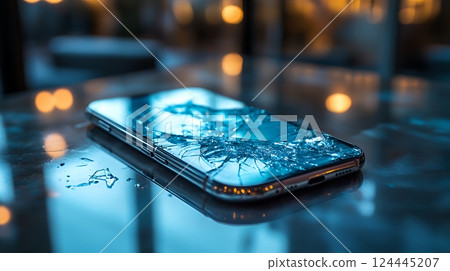 Smartphone with a dangerously cracked screen 124445207