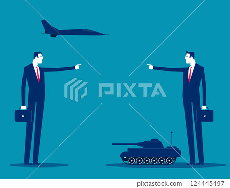 Business people have tank and airplane. Proxy war vector 124445497