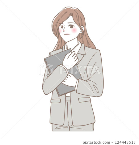 Business woman holding a laptop 124445515
