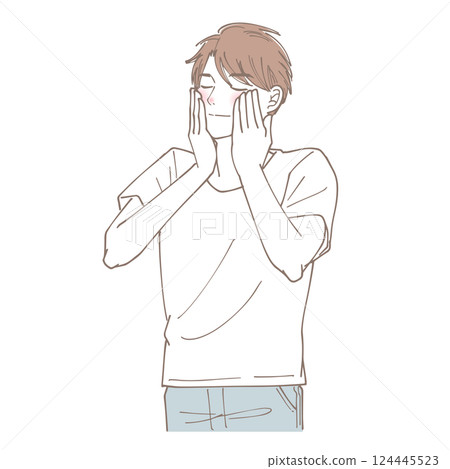 一位男士護理皮膚的插圖 一位男士護理皮膚的插圖 124445523