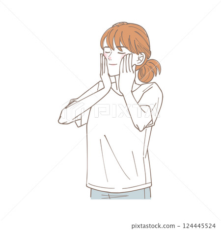 一位女士護理皮膚的插圖 一位女士護理皮膚的插圖 124445524