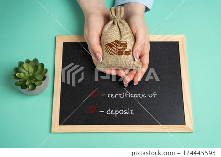 Certificate of Deposit. Financial product offered by banks and credit unions that allows individuals to deposit a fixed amount of money for a specified period in exchange for a higher interest rate. 124445593