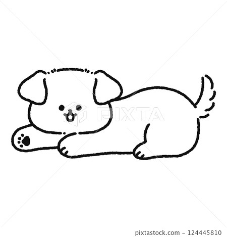 微笑,毛茸茸的狗線描 微笑,毛茸茸的狗線描 124445810