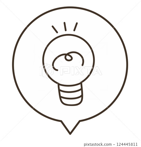 簡單的燈泡閃爍的語音氣泡插圖線描 124445811