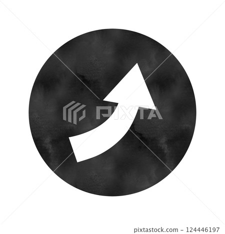 Watercolor style black circle curved upward arrow 124446197