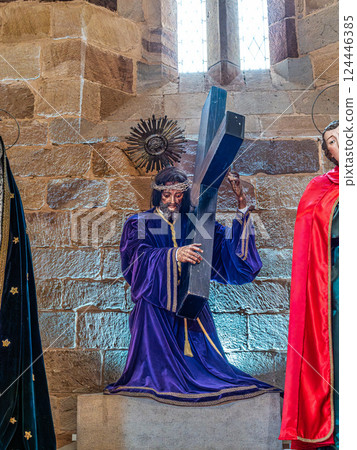 Silves, Portugal - Feb 21, 2025: Interior of Catedral da Se, Se Cathedral at Silves, Portugal. Silves, Portugal - Feb 21, 2025: Interior of Catedral da Se, Se Cathedral at Silves, Portugal. 124446385