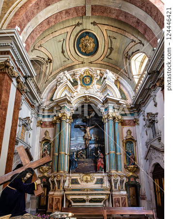 Interior of the San Sebastiao Catholic Church in Setubal, Portugal 124446421