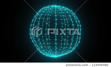 Plexus planet sphere of dots and lines. Computer generated 3d render 124446466