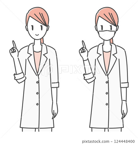 圖庫圖片: 女醫生，女牙醫，指點，指導，簡單單調 124448400