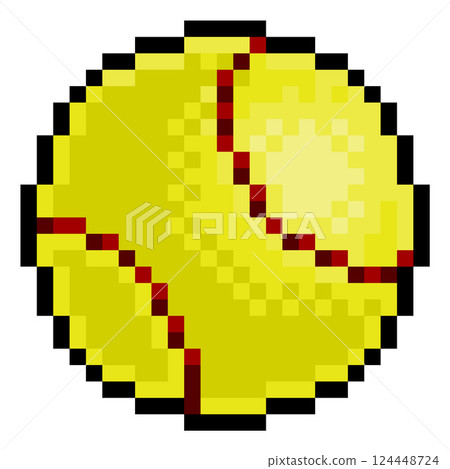 Pixel Art Softball Ball Sports Icon 124448724